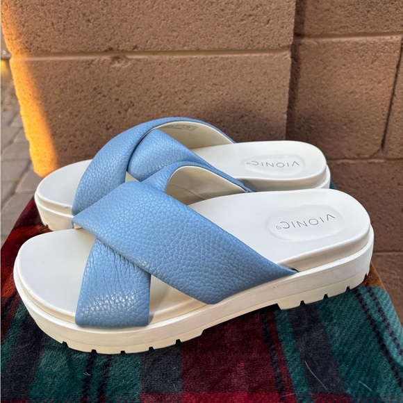 Vionic Vesta Sandals blue leather shoes 11 - Picture 5 of 8